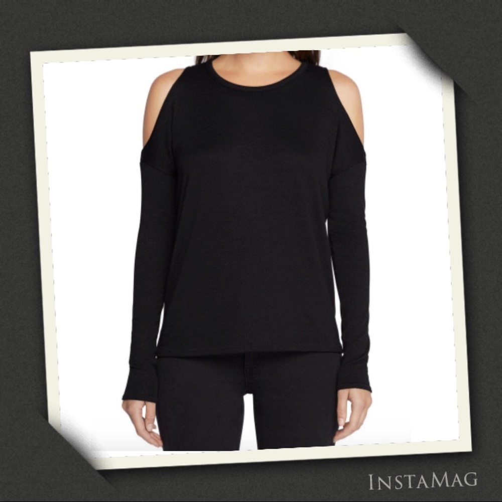 RAG & BONE Black Cold Shoulder Long Sleeve Top